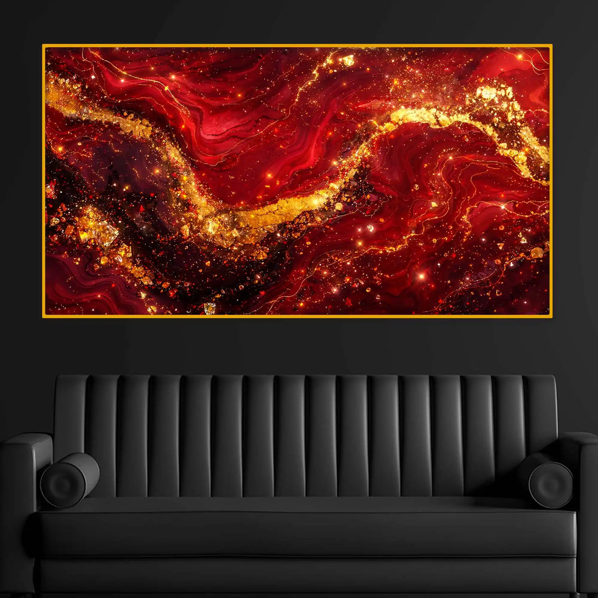 Bold Luxury Wave Crystal Glass Wall Painting for Living Room