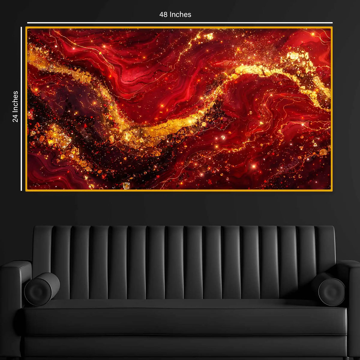 Bold Luxury Wave Crystal Glass Wall Painting for Living Room