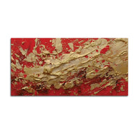 Bold Red Gold Abstract Canvas Wall Painting