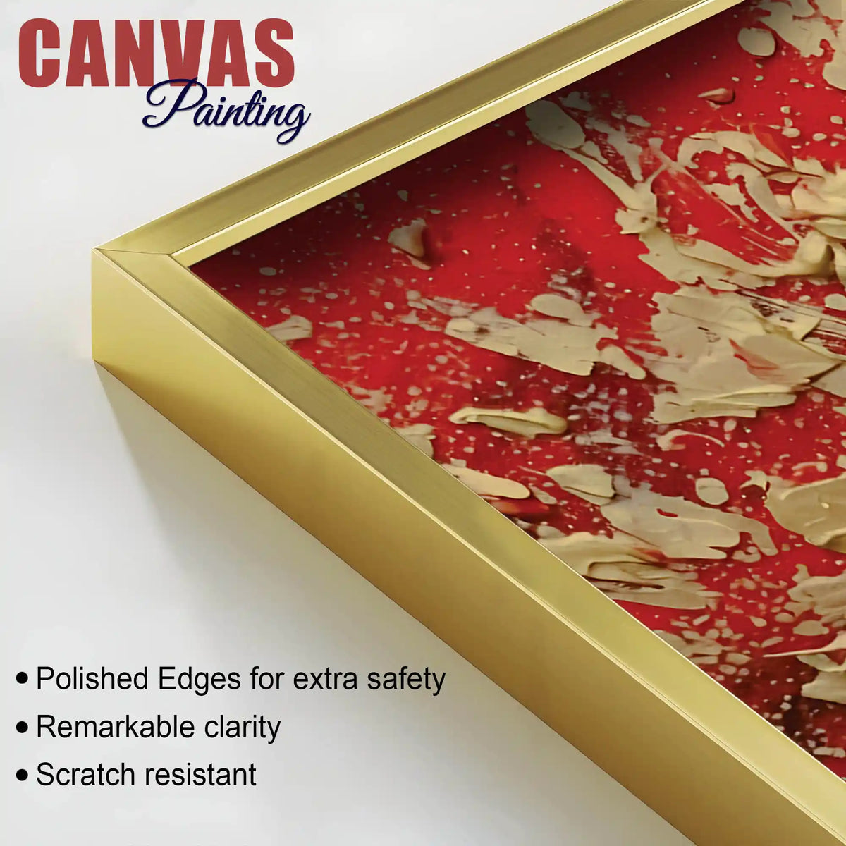 Bold Red Gold Abstract Canvas Wall Painting