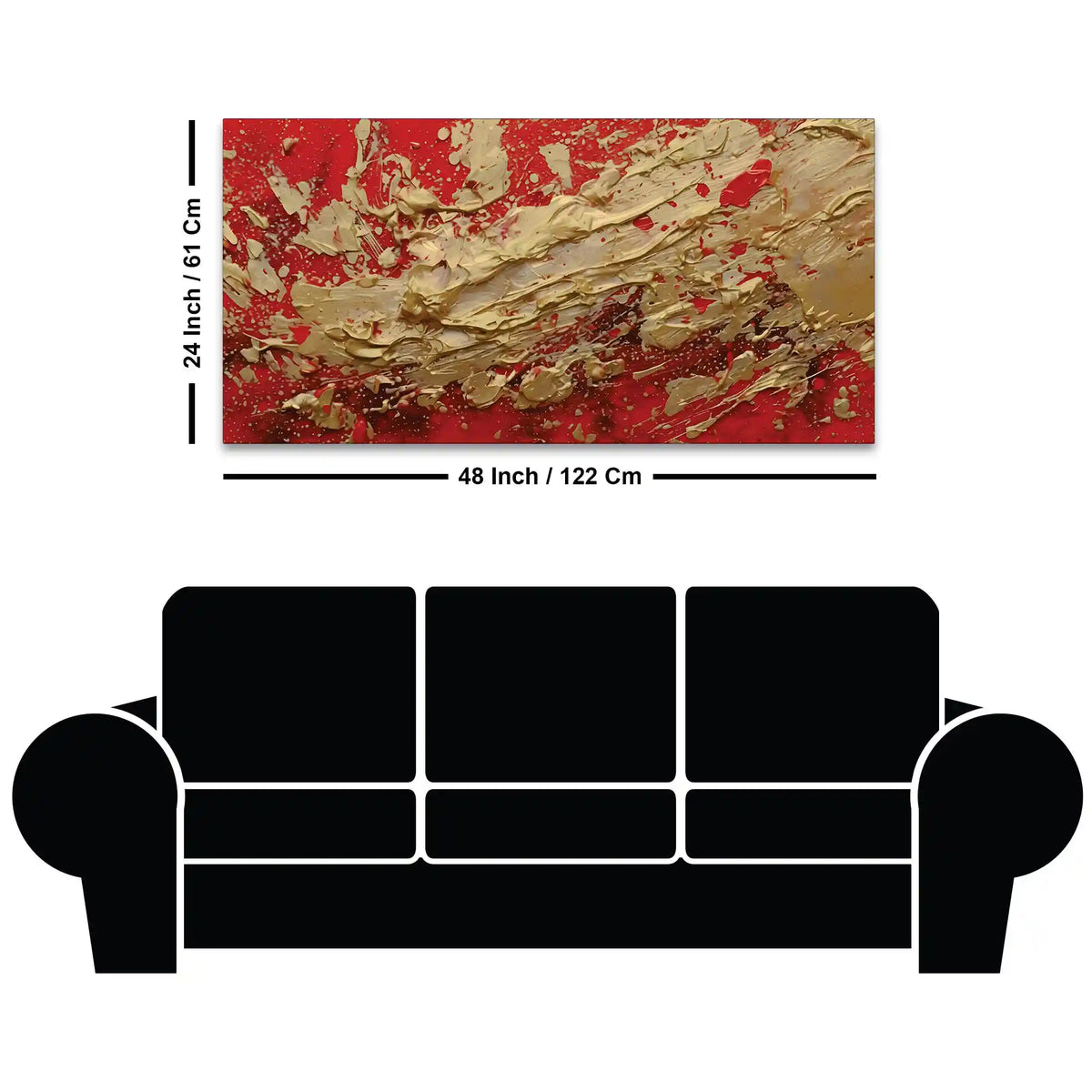 Bold Red Gold Abstract Canvas Wall Painting