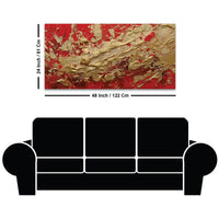 Bold Red Gold Abstract Canvas Wall Painting