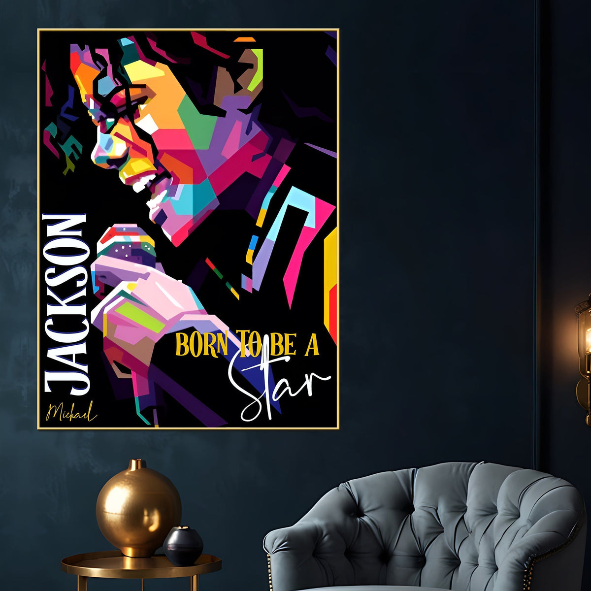 Born To Be Star MJ Cotton Canvas Wall Painting