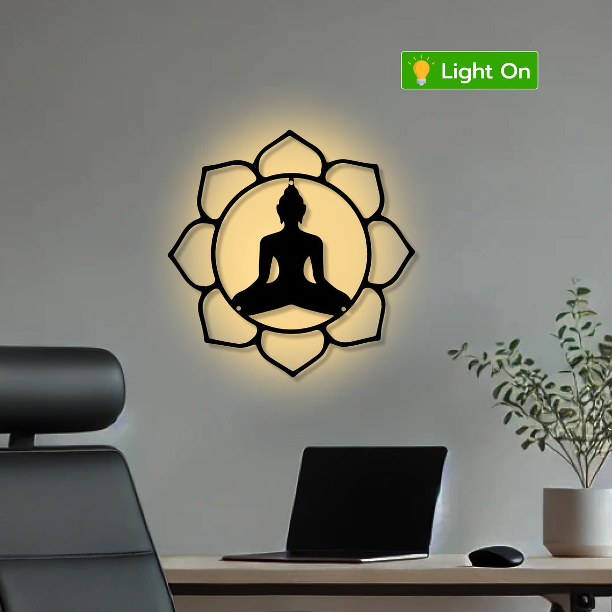 Buddha Calm & Peaceful Statue Metal Art Wall Decor