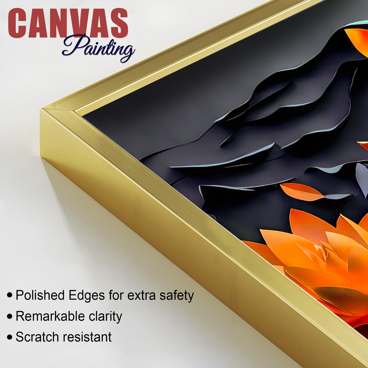 Buddha Canvas Wall Painting with Lotus Flower Design