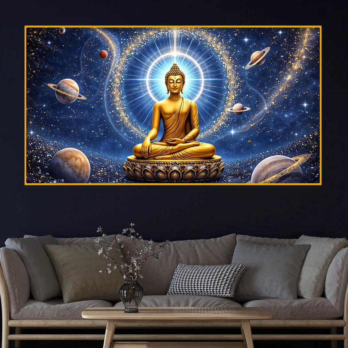 Buddha Cosmic Energy Crystal Glass Painting for Premium Wall Décor