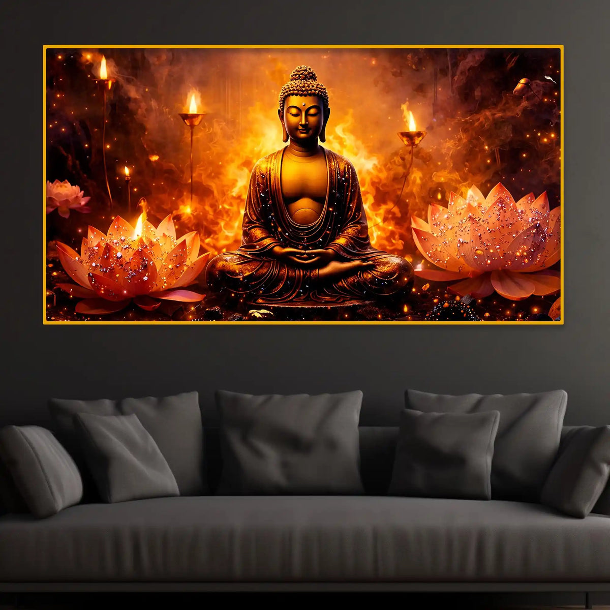 Buddha Energy Crystal Glass Painting for Living Room