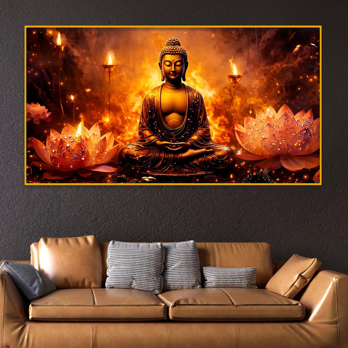 Buddha Energy Crystal Glass Painting for Living Room