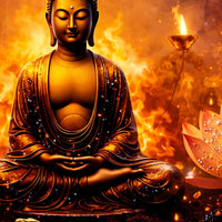 Buddha Energy Crystal Glass Painting for Living Room