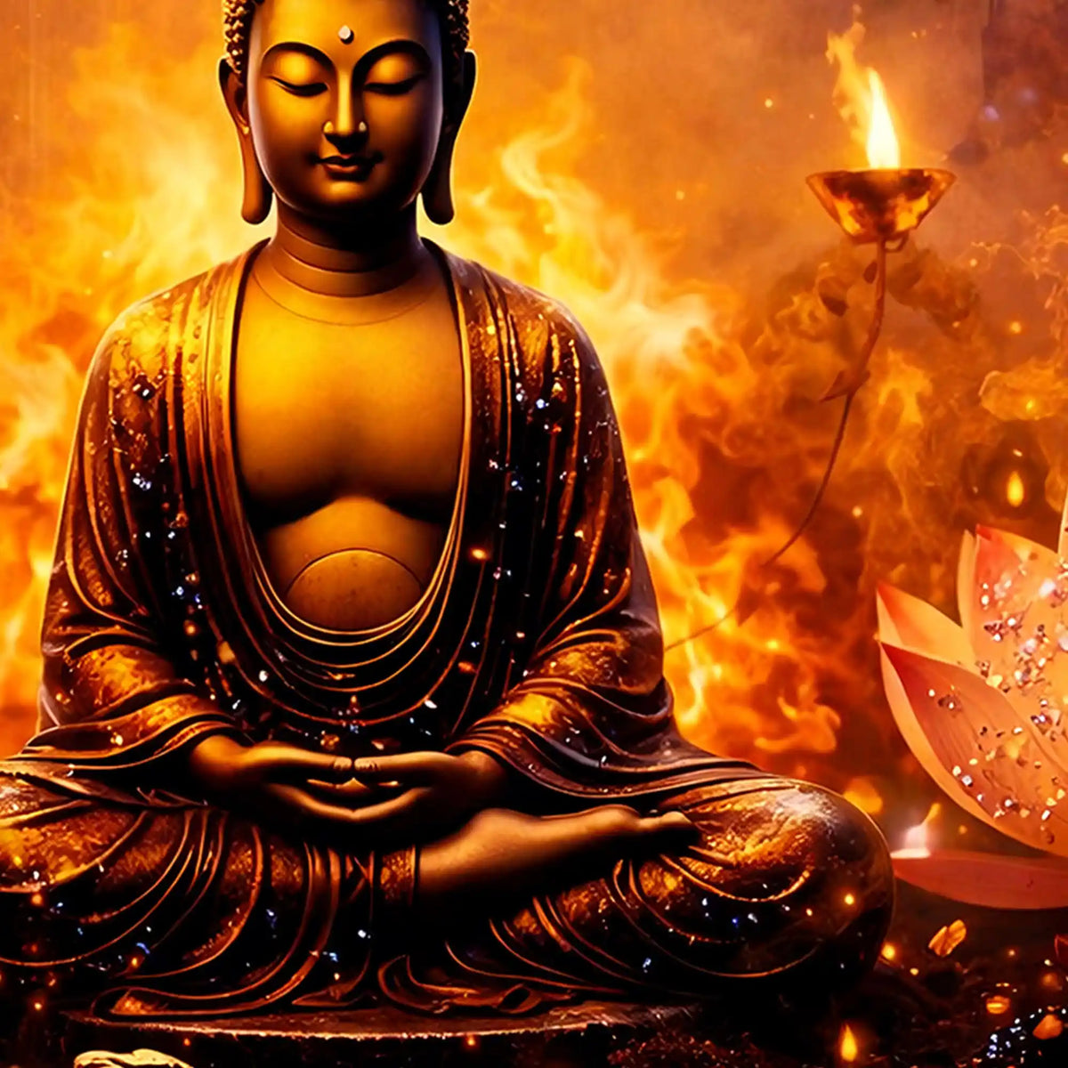 Buddha Energy Crystal Glass Painting for Living Room