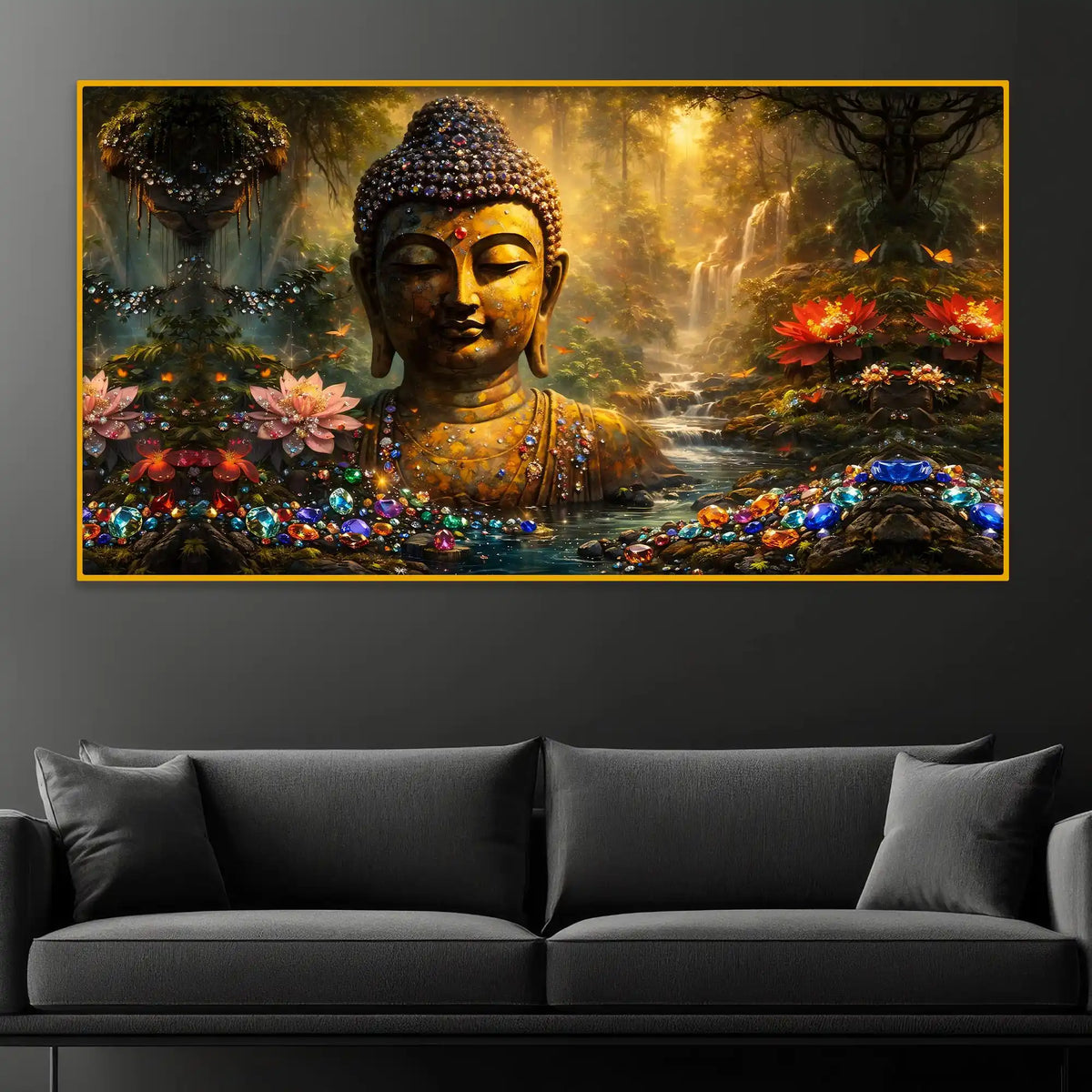 Buddha Enlightenment Art Crystal Glass Painting for Elegant Home Decor