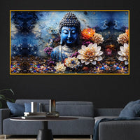 Buddha Enlightenment Floral Scene Crystal Glass Premium Painting