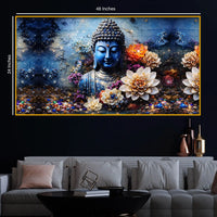 Buddha Enlightenment Floral Scene Crystal Glass Premium Painting