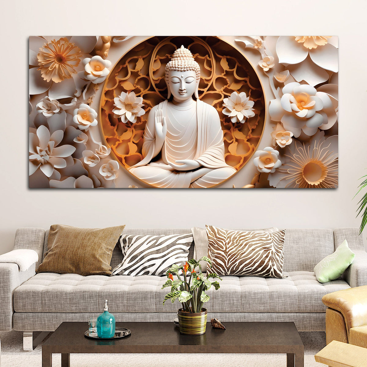 Buddha Face Canvas Painting – Modern Home Wall Decor