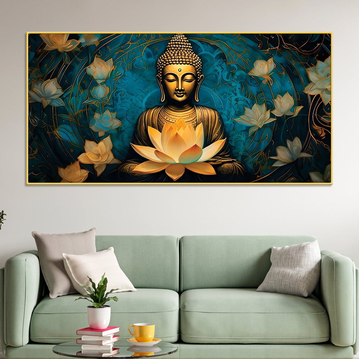 Buddha Face Wall Painting – Modern Spiritual Home Decor
