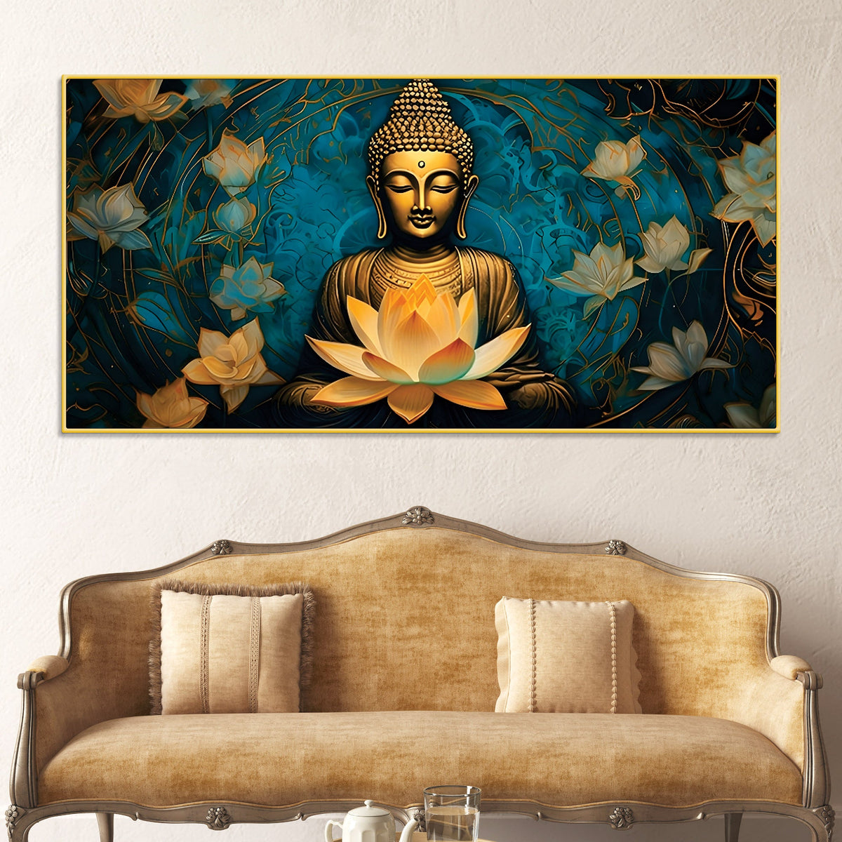 Buddha Face Wall Painting – Modern Spiritual Home Decor