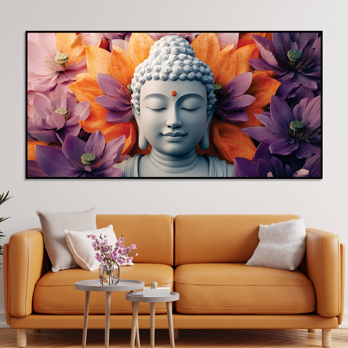 Buddha Head Wall Painting – Luxury Living Room Decor