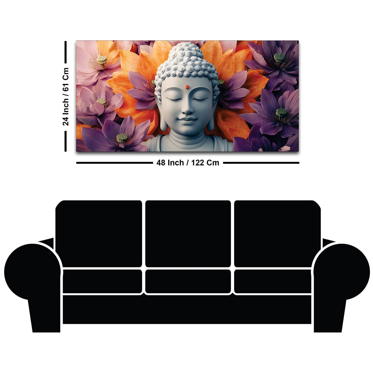 Buddha Head Wall Painting – Luxury Living Room Decor