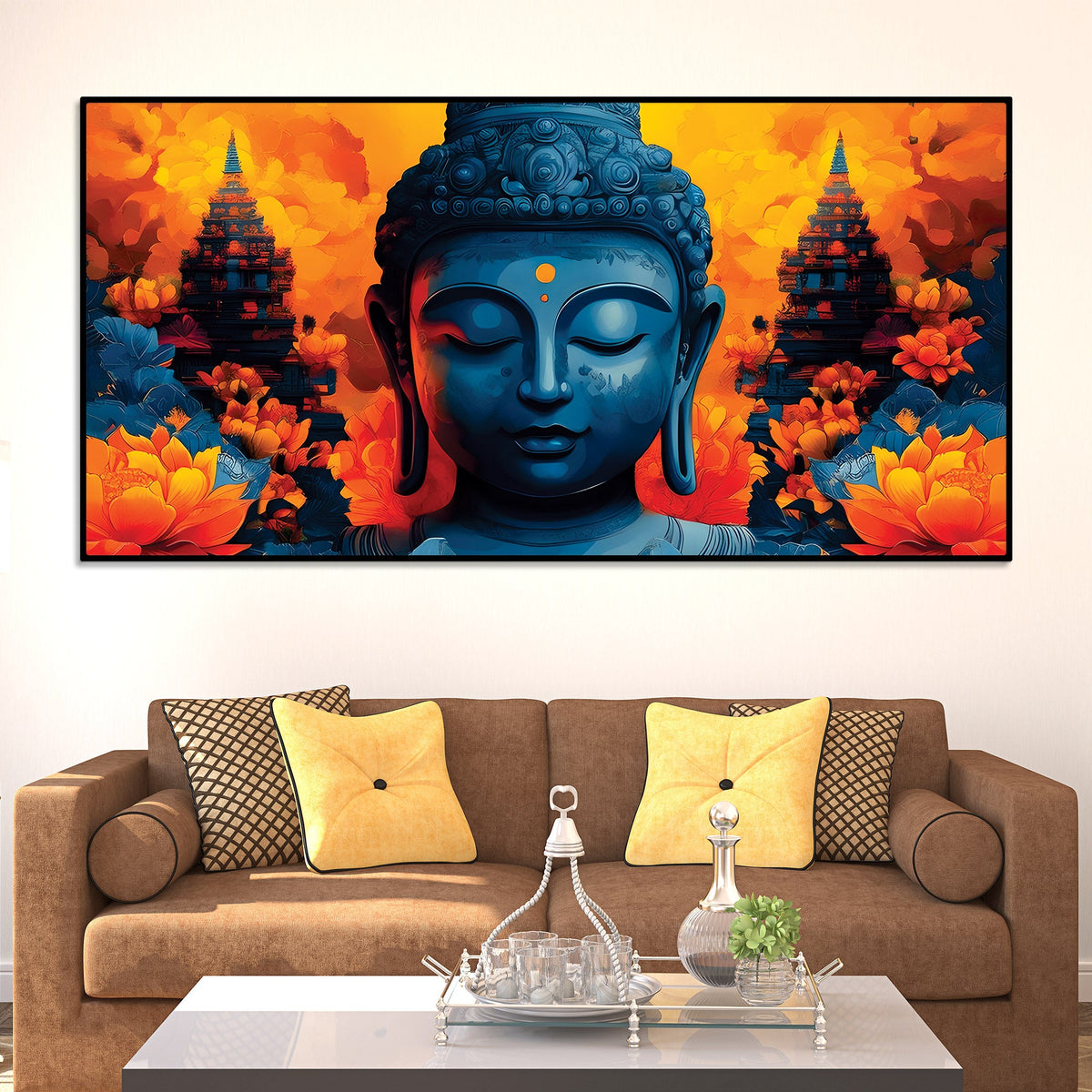 Buddha Lotus Wall Art – Luxury Spiritual Canvas Painting