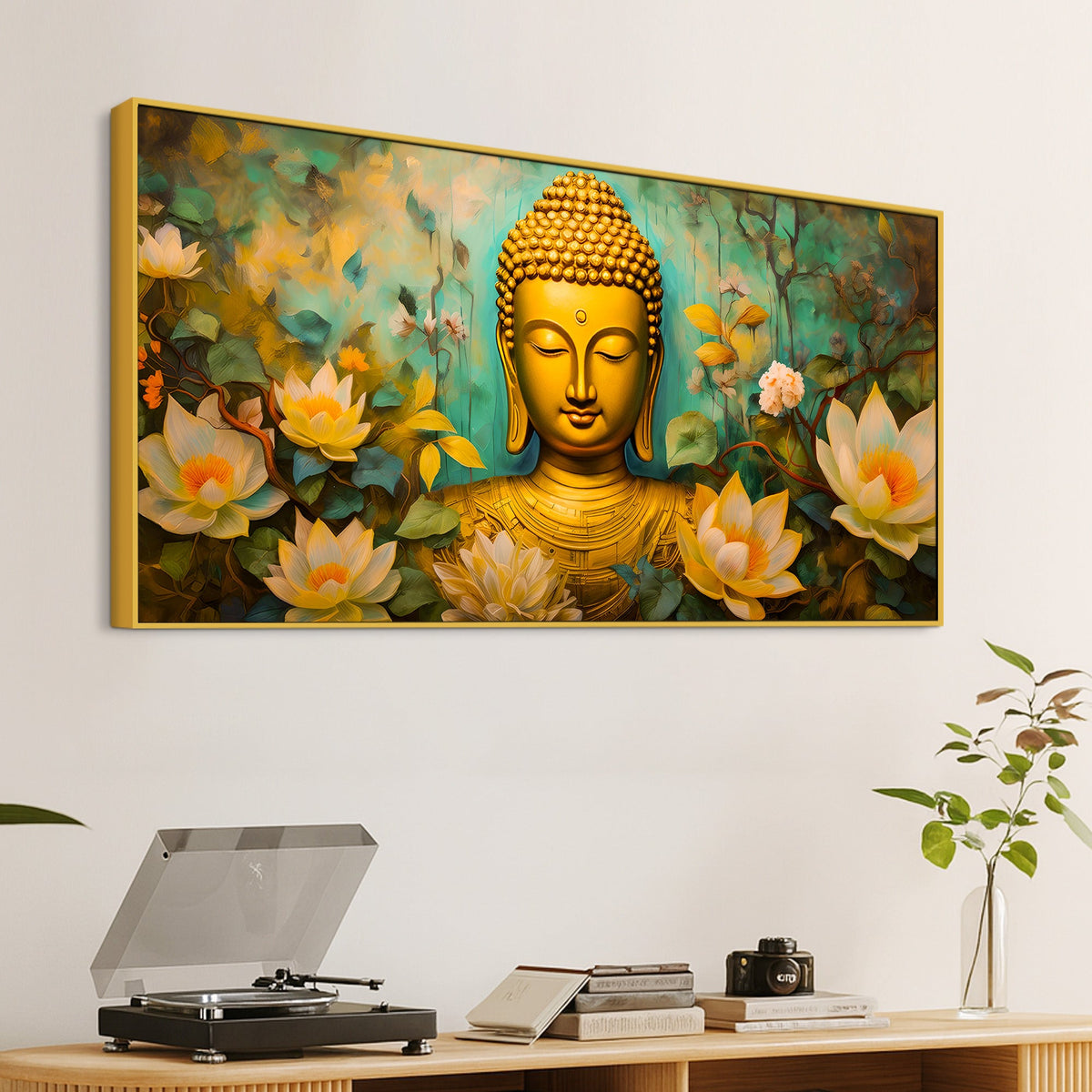 Buddha Lotus Wall Painting for Meditation Space