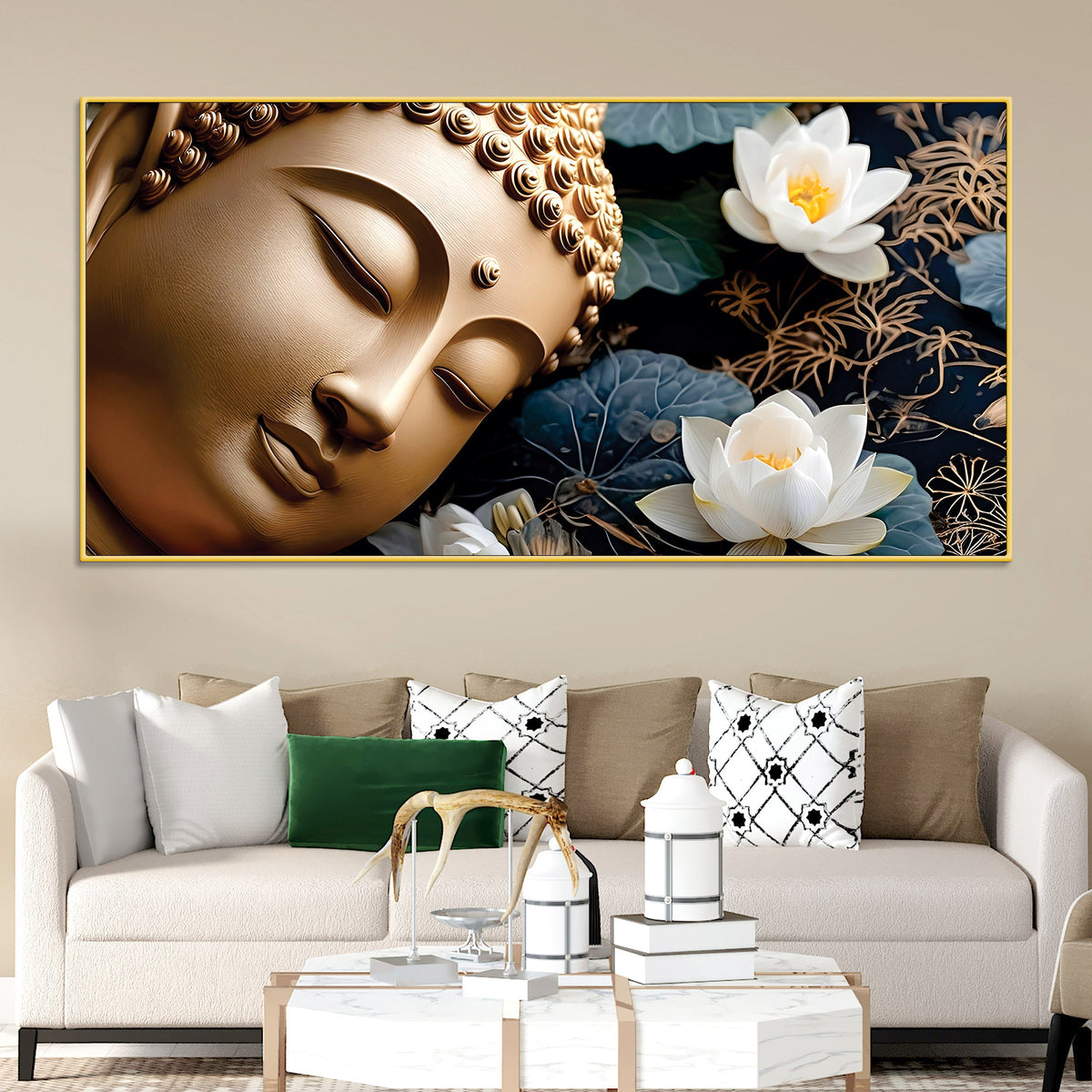 Buddha Floral Painting for Home Decoration