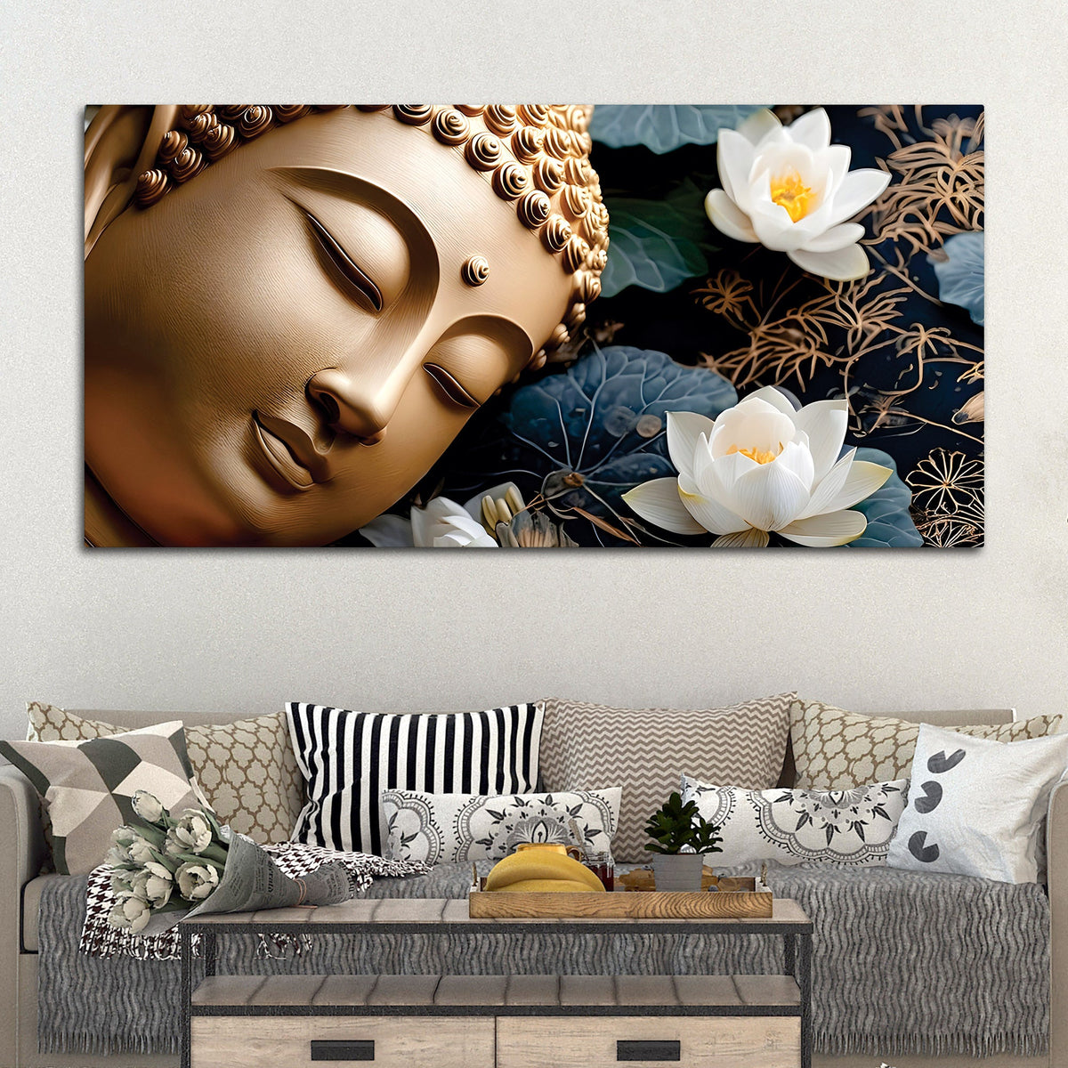 Buddha Floral Painting for Home Decoration
