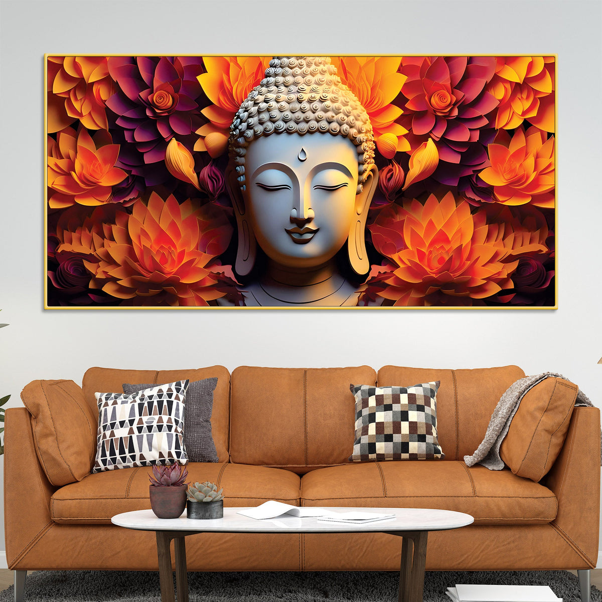 Buddha Floral Painting – Zen Wall Decor