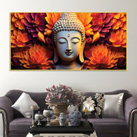 Buddha Floral Painting – Zen Wall Decor