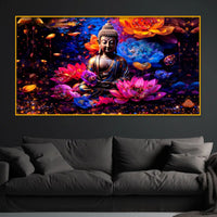 Buddha Peaceful Crystal Glass Painting for Luxury Home Decor