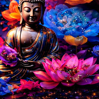 Buddha Peaceful Crystal Glass Painting for Luxury Home Decor