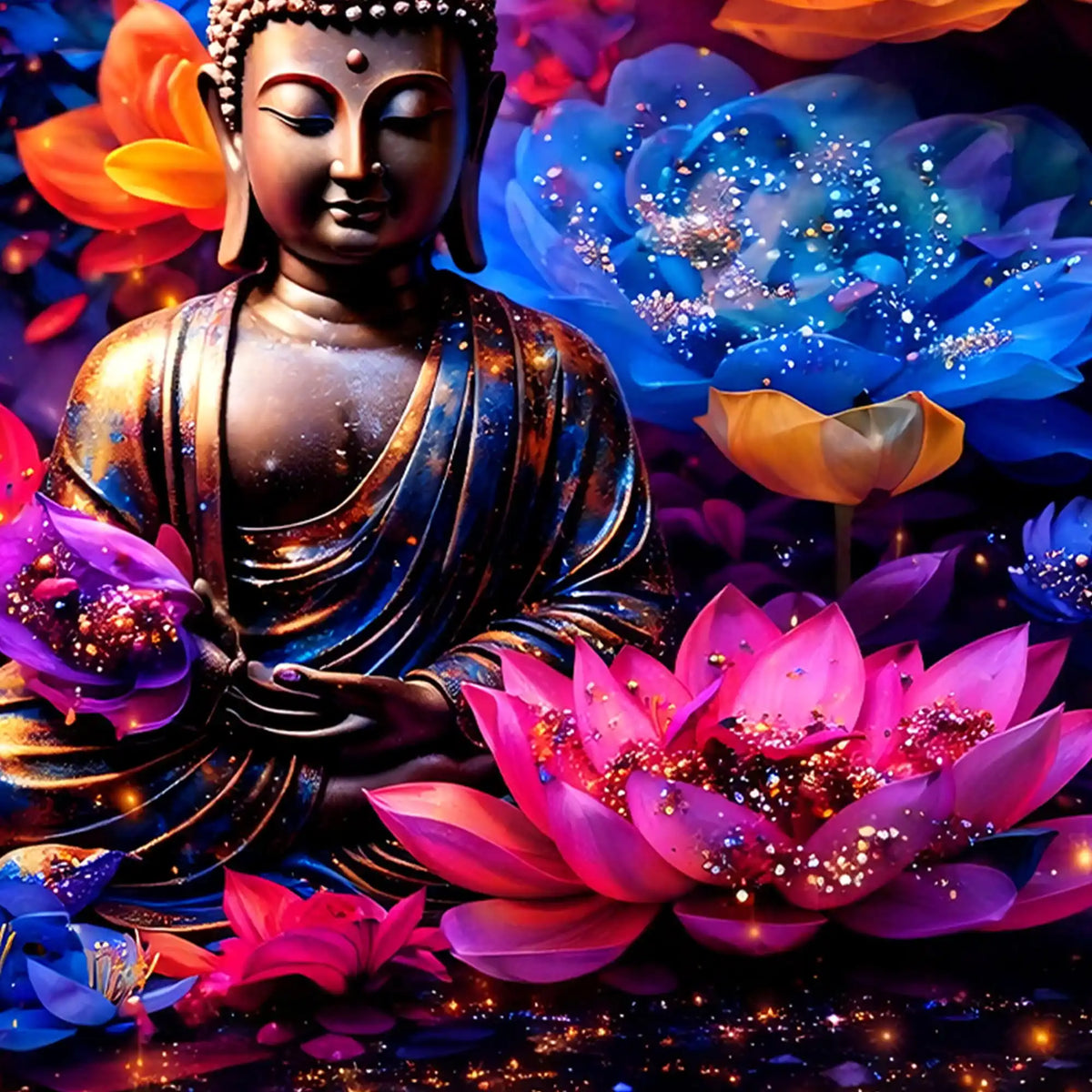 Buddha Peaceful Crystal Glass Painting for Luxury Home Decor