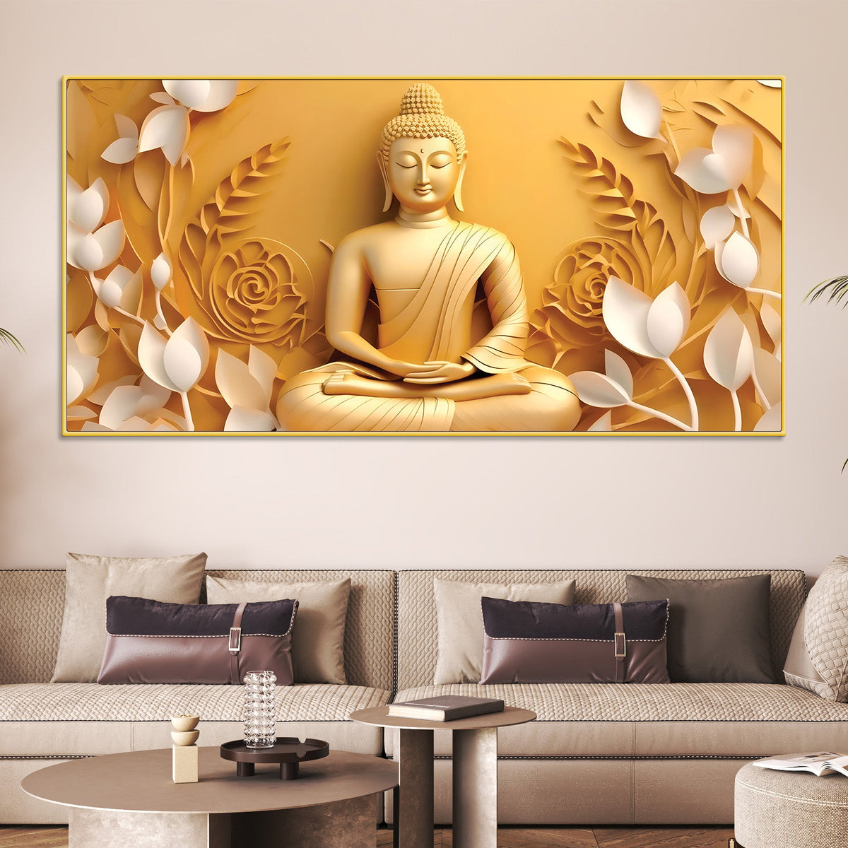 Buddha Room Decor Canvas Painting – Modern Spiritual Artwork
