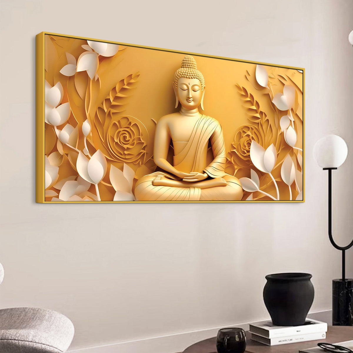 Buddha Room Decor Canvas Painting – Modern Spiritual Artwork