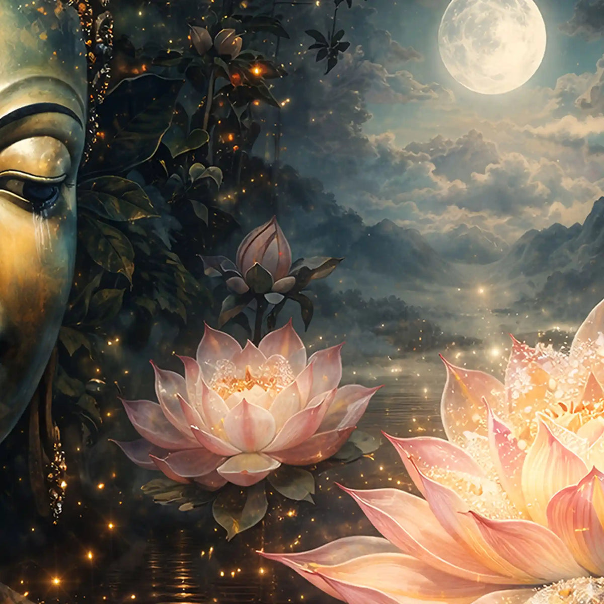 Buddha Serenity Crystal Glass Painting for Living Room Décor