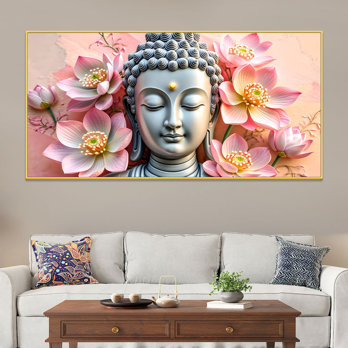 Buddha Spiritual Wall Painting for Office & Living Room Decor
