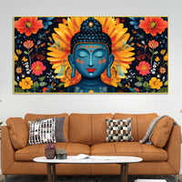 Buddha Wall Art with Floral Design – Peaceful Canvas Painting