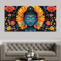 Buddha Wall Art with Floral Design – Peaceful Canvas Painting