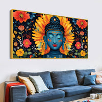 Buddha Wall Art with Floral Design – Peaceful Canvas Painting