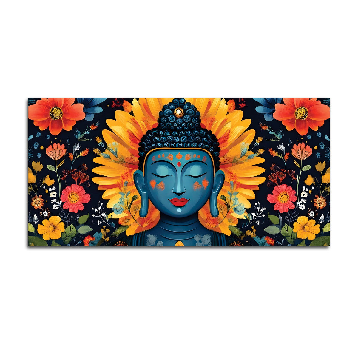 Buddha Wall Art with Floral Design – Peaceful Canvas Painting