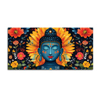 Buddha Wall Art with Floral Design – Peaceful Canvas Painting