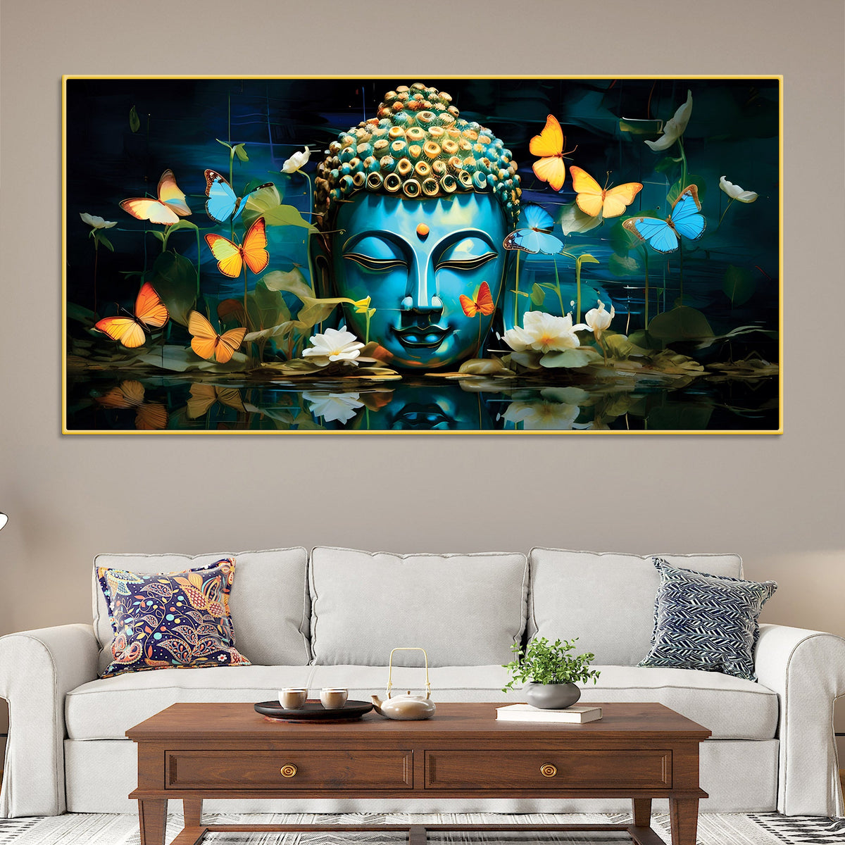 Buddha Wall Painting for Living Room – Calm Vibes Art