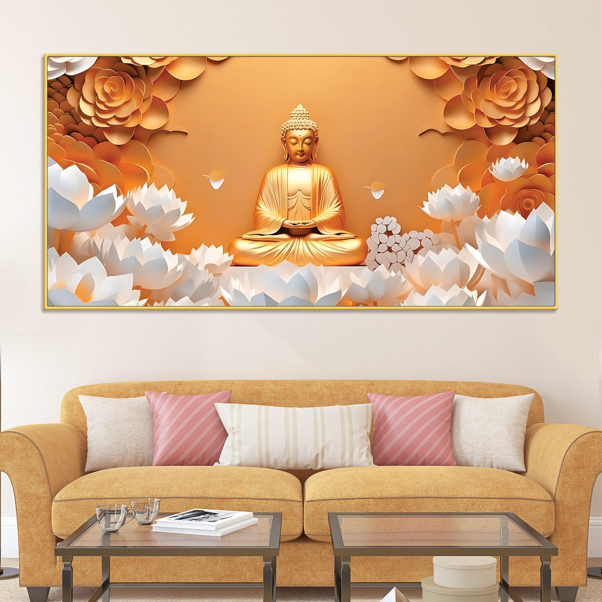 Buddha Wall Painting for Living Room Wall Décor