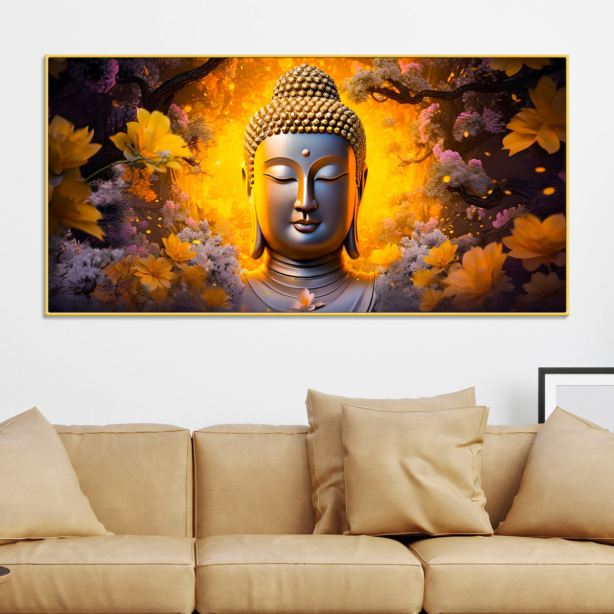 Buddha Wall Painting for Positive Vibes & Peaceful Home Interior