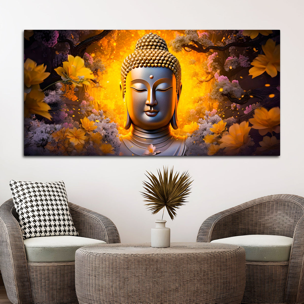 Buddha Wall Painting for Positive Vibes & Peaceful Home Interior