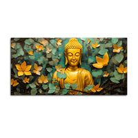 Buddha Wall Painting with Floral Leaves for Peace
