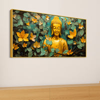 Buddha Wall Painting with Floral Leaves for Peace