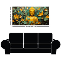 Buddha Wall Painting with Floral Leaves for Peace