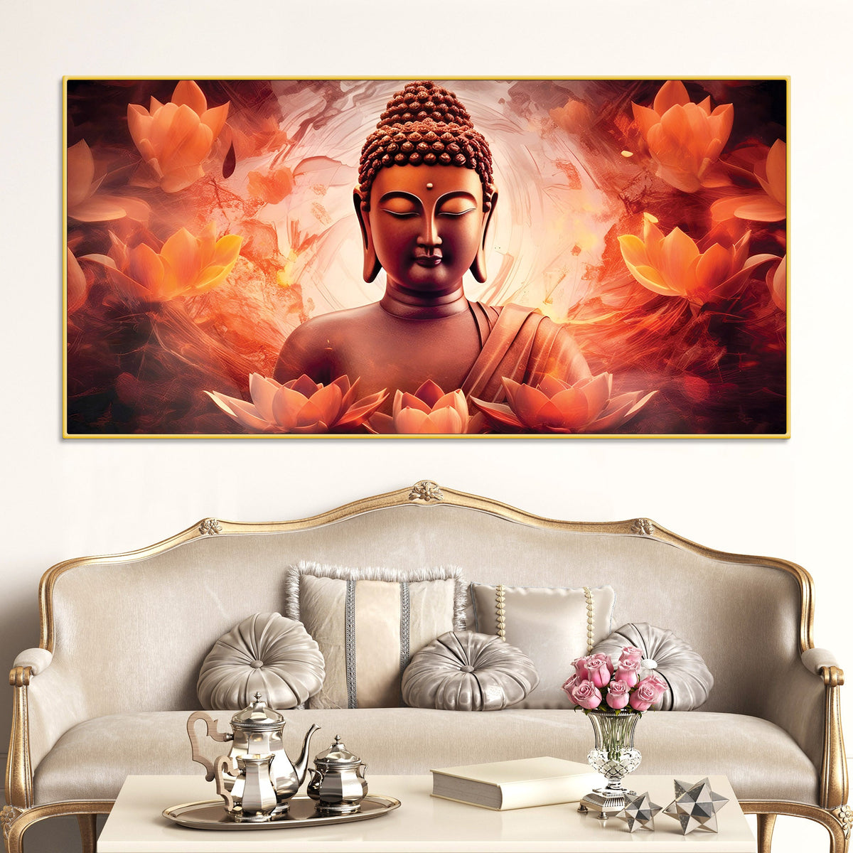 Buddha Wall Painting with Temple Art – Premium Decor