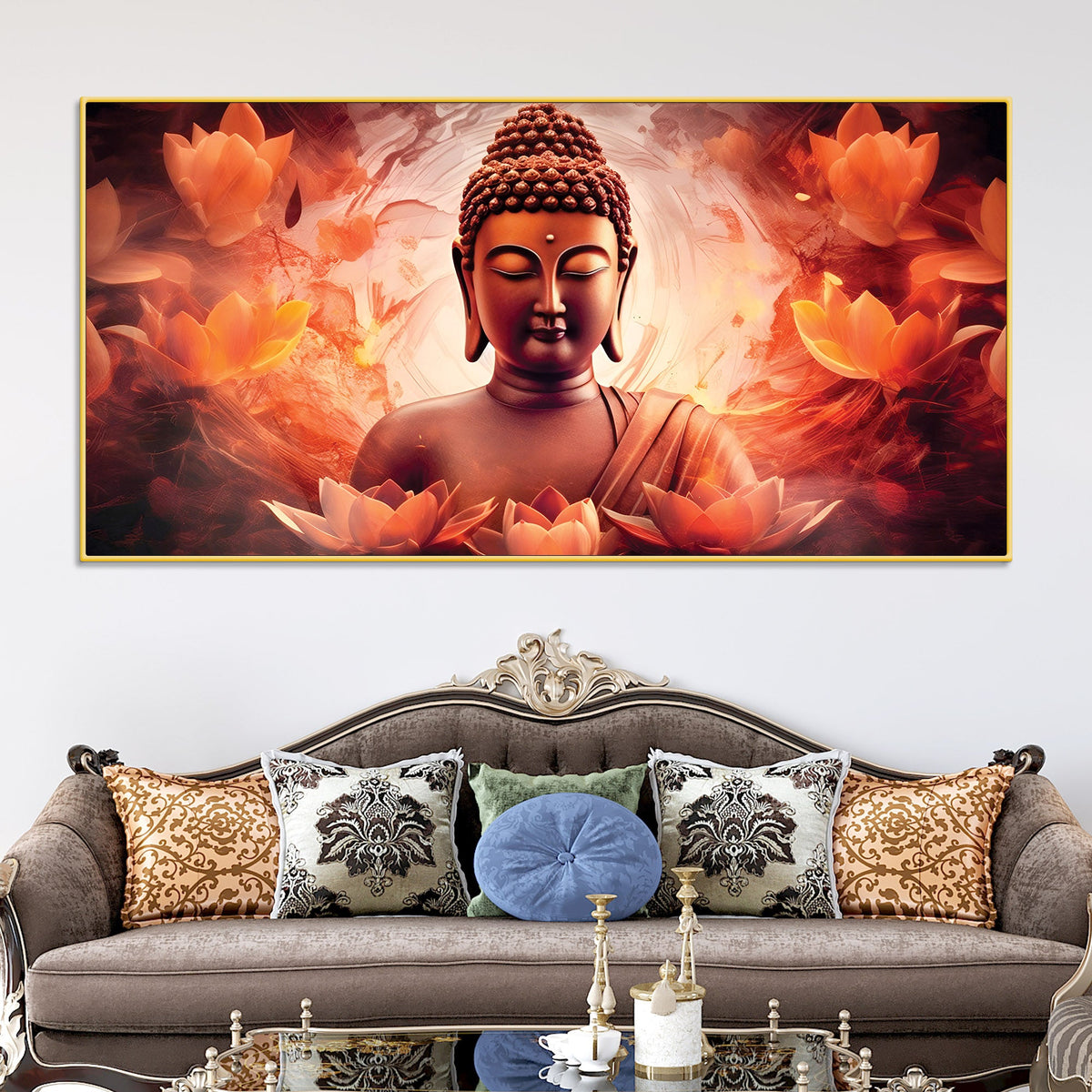 Buddha Wall Painting with Temple Art – Premium Decor