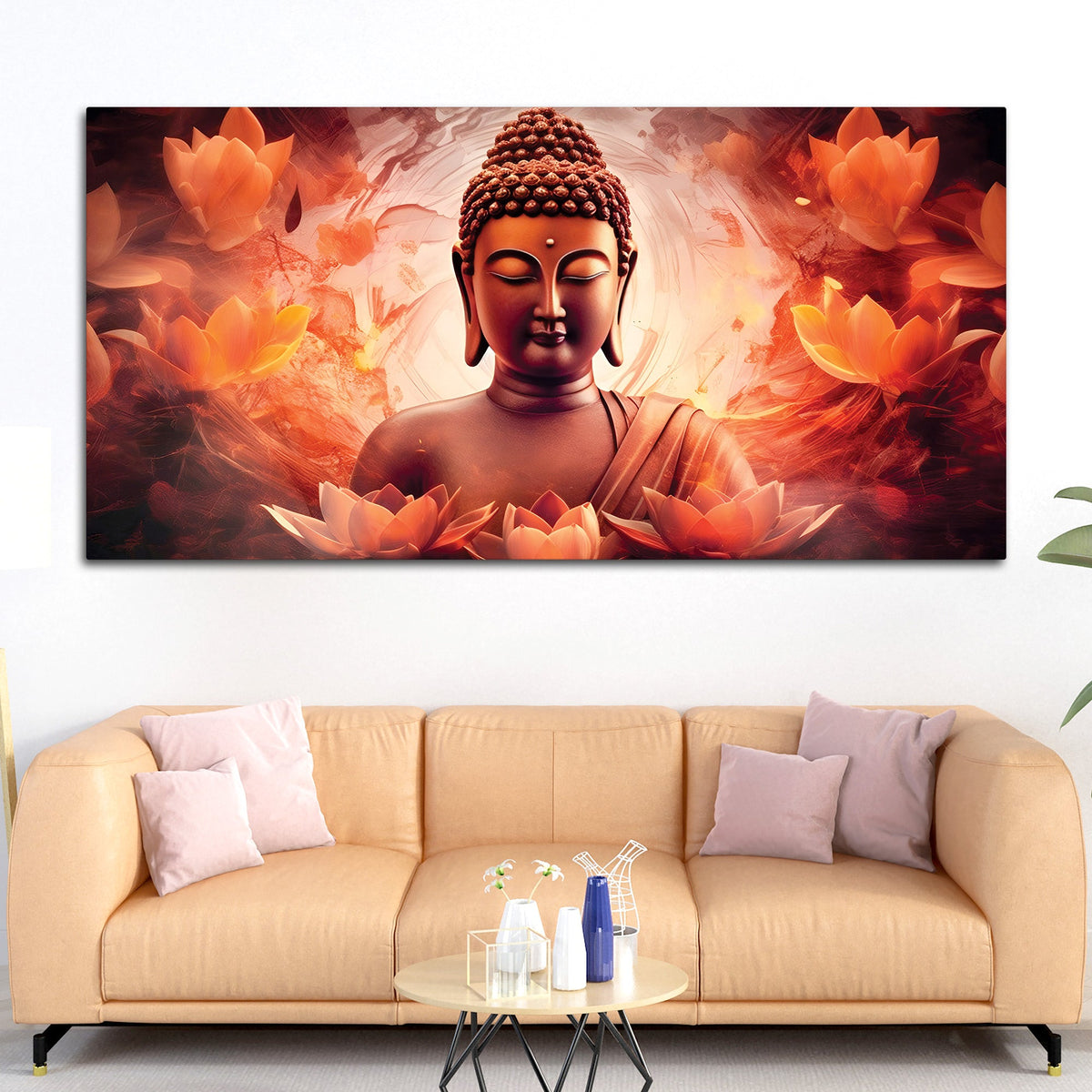 Buddha Wall Painting with Temple Art – Premium Decor